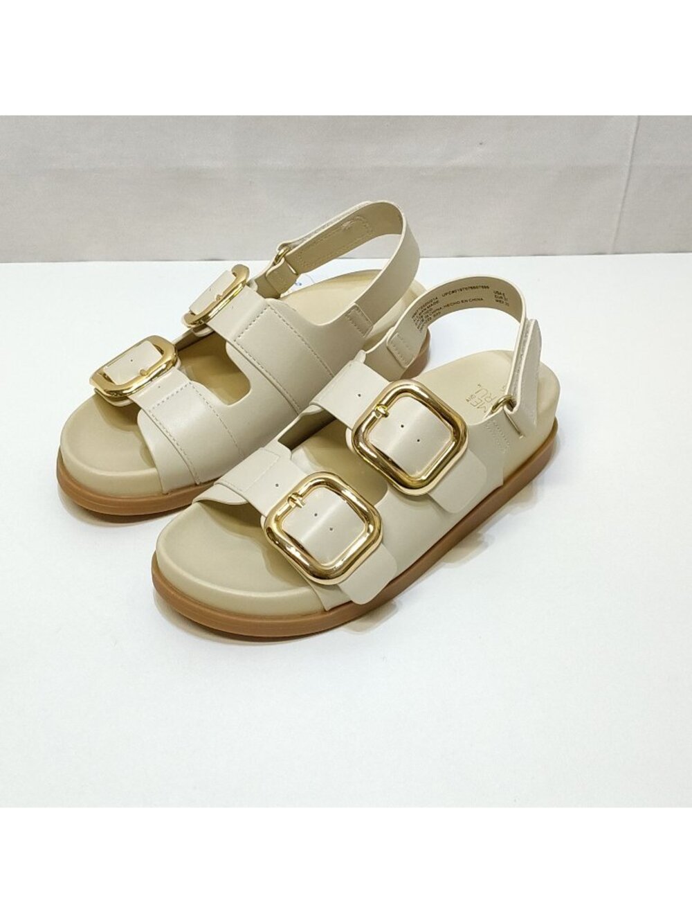 Time And Tru Dad Buckle Slingback Sandal Size 6 Bone Color Adjustable Strap NWT